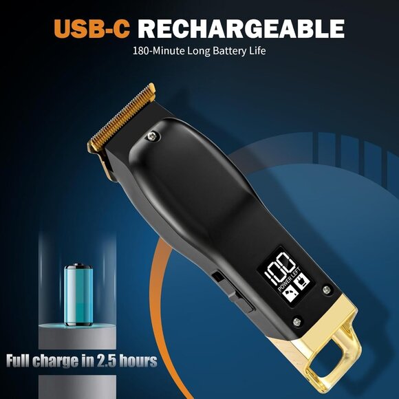 Beard Trimmer for Men - Rechargeable Men's Hair Clippers & Razor, Cordless Hair - Picture 4 of 7